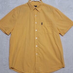 Vintage Guess Jeans Shirt Mens Large Yellow Plaid Button Up Pocket Hong Kong 90s